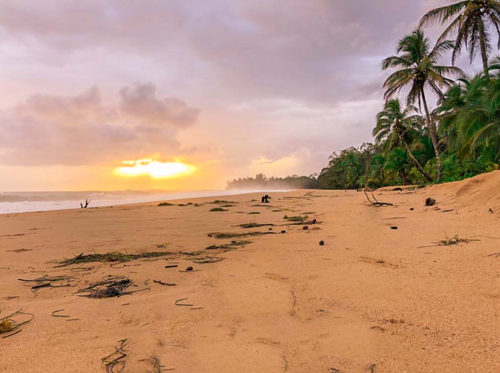 A sunset along the beach of Playa Bluff on Isla Colon, Bocas del Toro