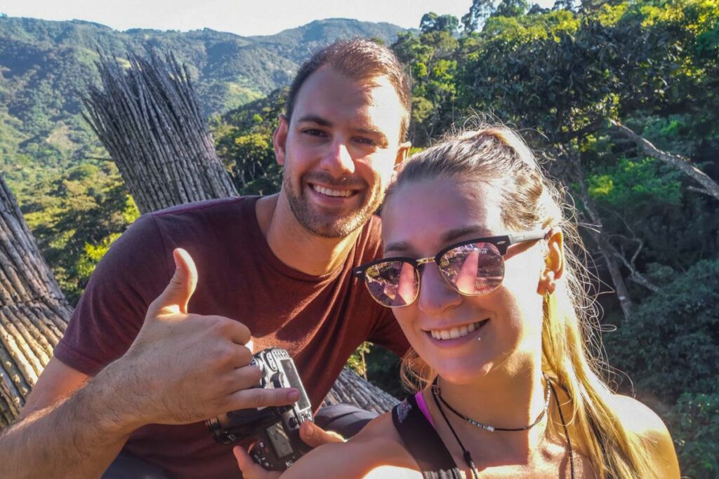 Dan and Bailey from Destinationless Travel hiking at La Chimba in San Jose, Costa Rica