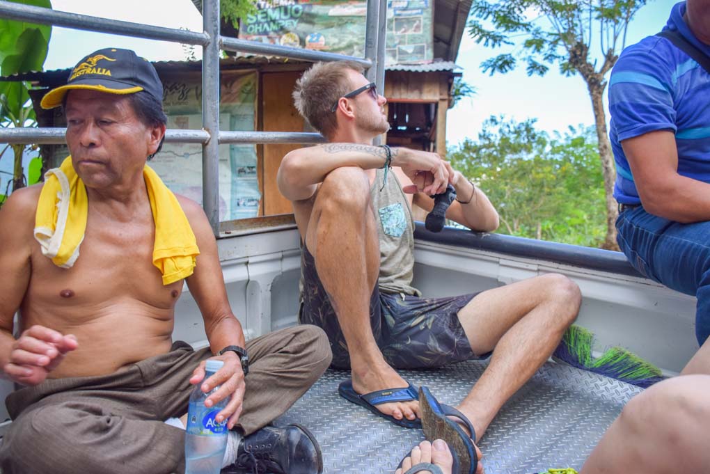 Daniel in the back of a truck on the way to Semuc Champey from Lanquin