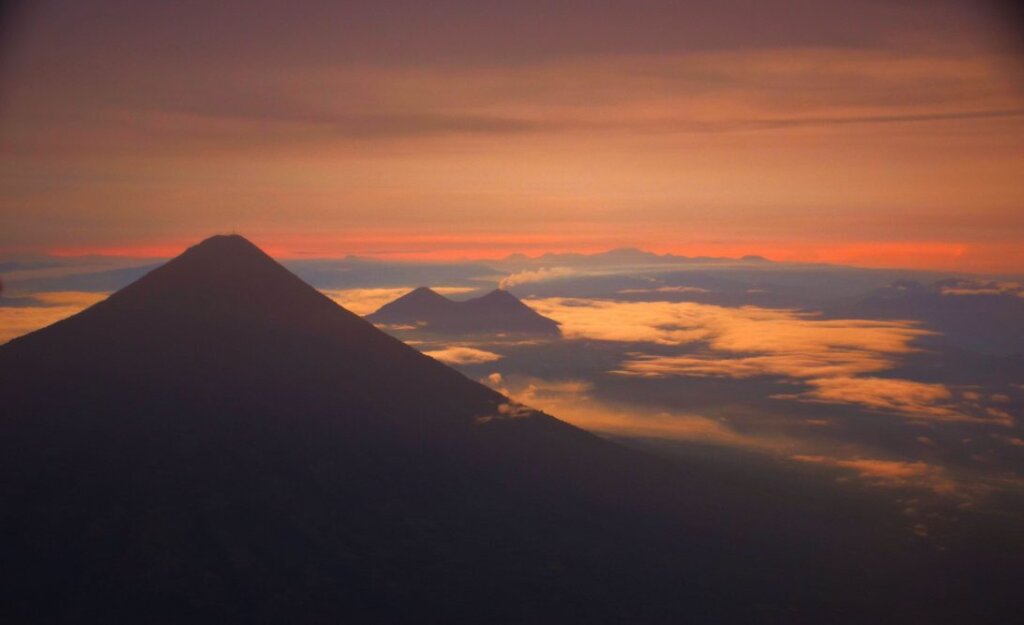 View from the top of Acatenango at sunrise
