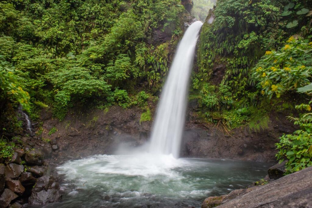 A waterfall at La Paz Waterfall Garden near San Jose Costa Rica