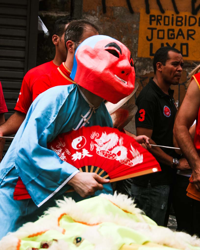 A man dances in Bairro da Liberdade, Sao Paulo