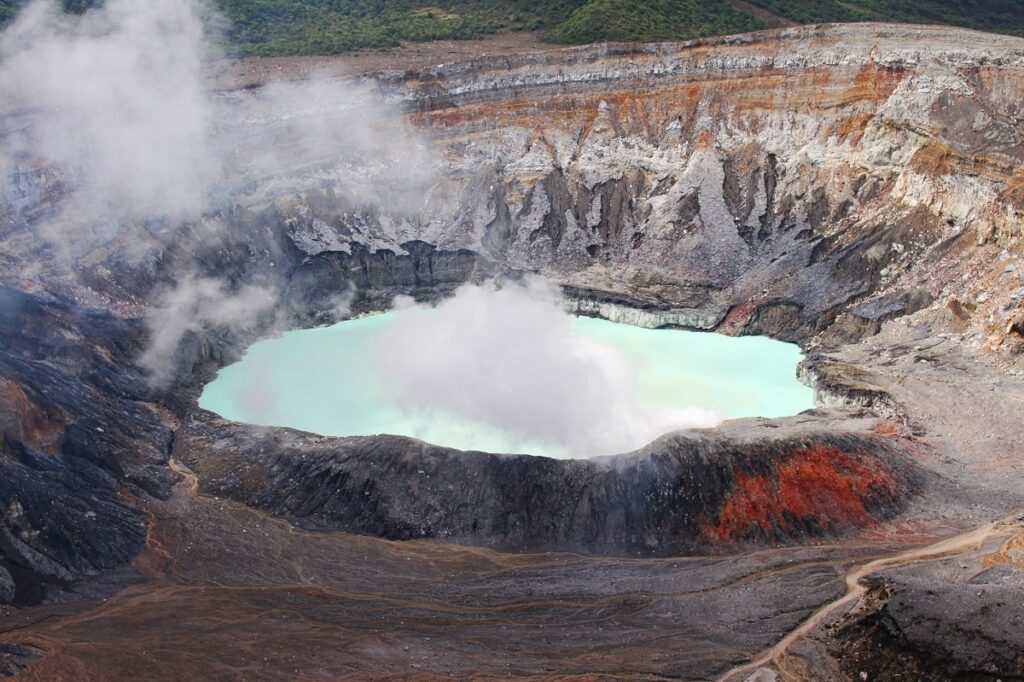 view of Poas Volcano crater lake near San Jose, Costa Rica