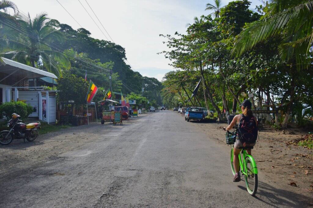 riding a bike in Puerto Viejo, Costa Rica