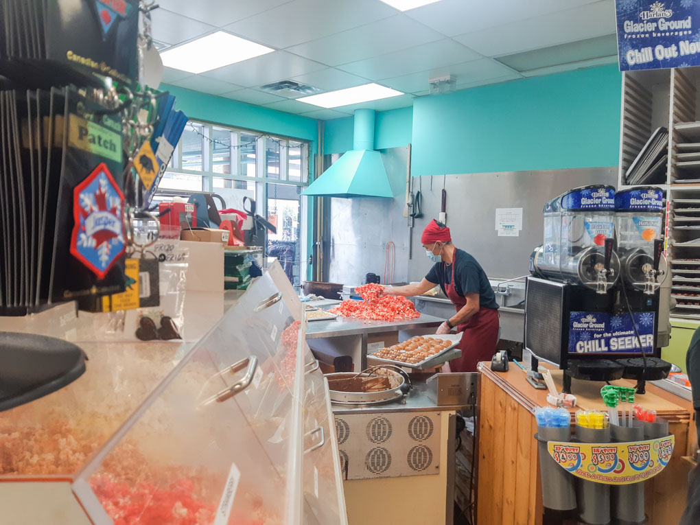 A man makes candy at the Candy Bear Lair in Jasper