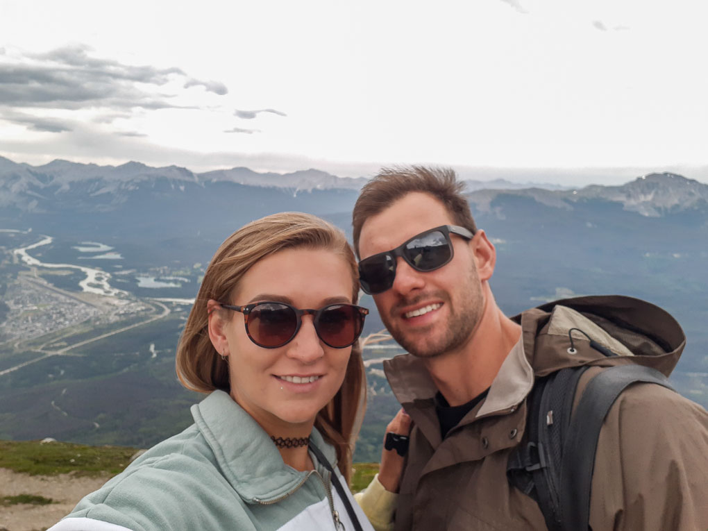 Bailey and Daniel take a selfie at the top of the Sky Tram in Jasper