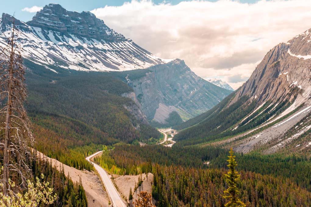 Views along the Icefields Parkway between Jasper and Lake Louise in Canada