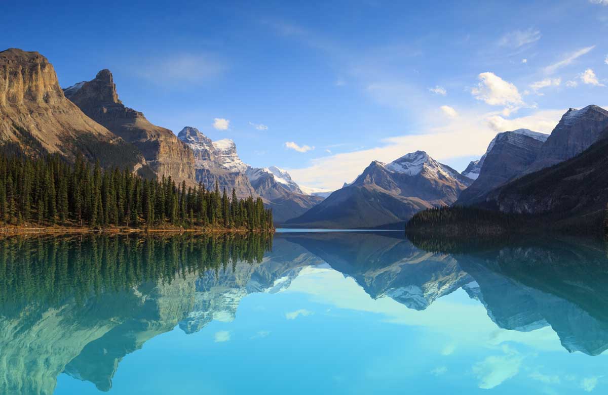 Stunning reflections at Maligne Lake, Jasper National Park