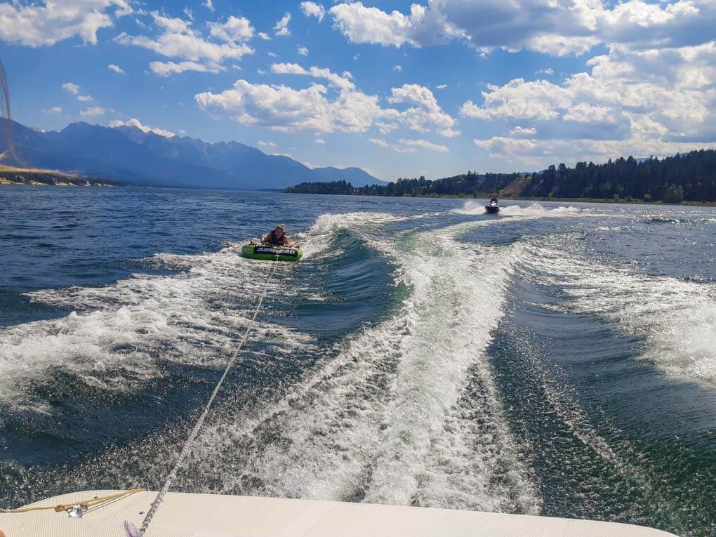 Tubing on Lake Windermere near Invermere, BC