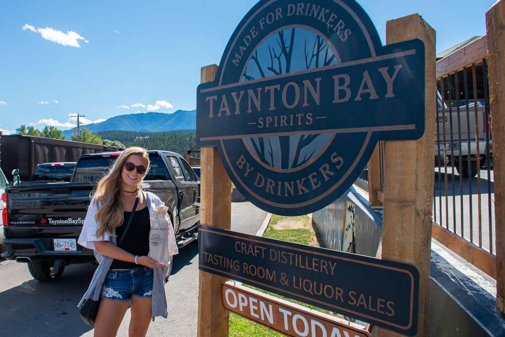 outside the tanton bay distillery in invermere BC