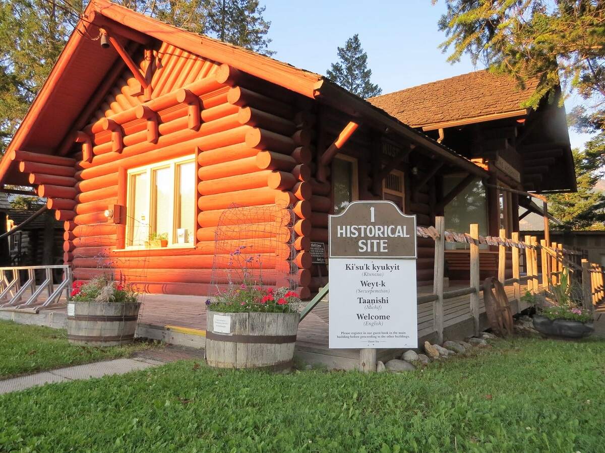 the outside of the historical cabin at Windermere Valley Museum in Invermere