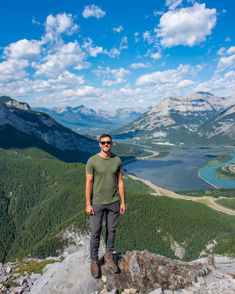 Standing on a viewpoint overlooking mountain on Heart Mountain Hike