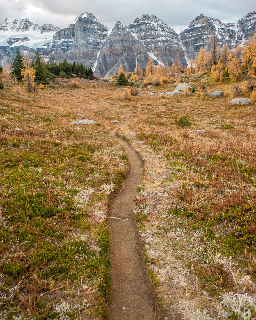 A trail leads to the mountains