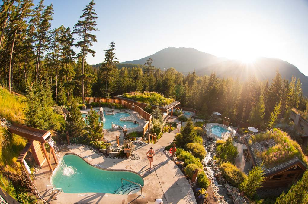 view of the Scandinave Spa, Whistler 