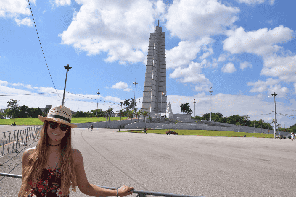 visiting the revolution monument in Havana, cuba