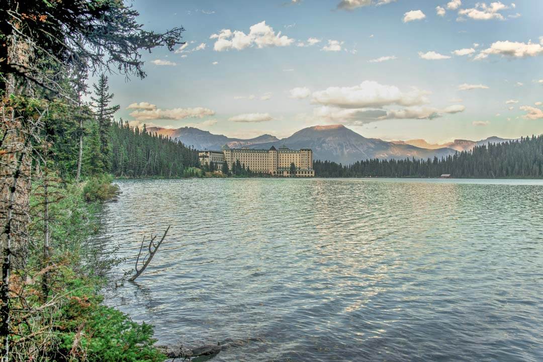Views looking back from the Lake Louise Shoreline Trail