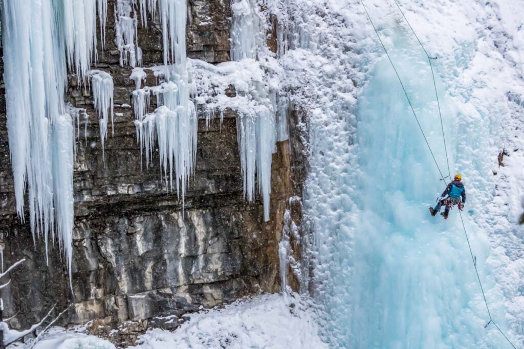 ice climbing near Canmore, Alberta