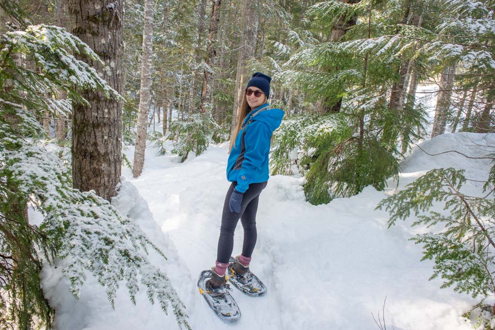 Snow shoewing in Vernon in Winter