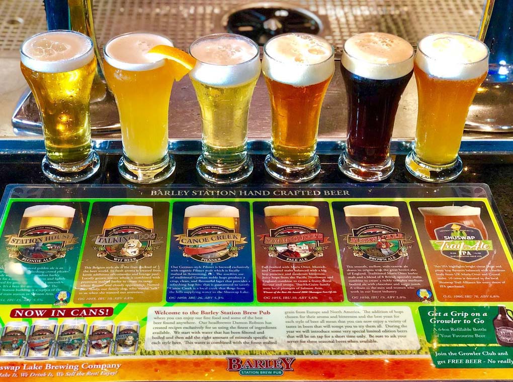 A selection o beers at Barley Station Brew Pub
