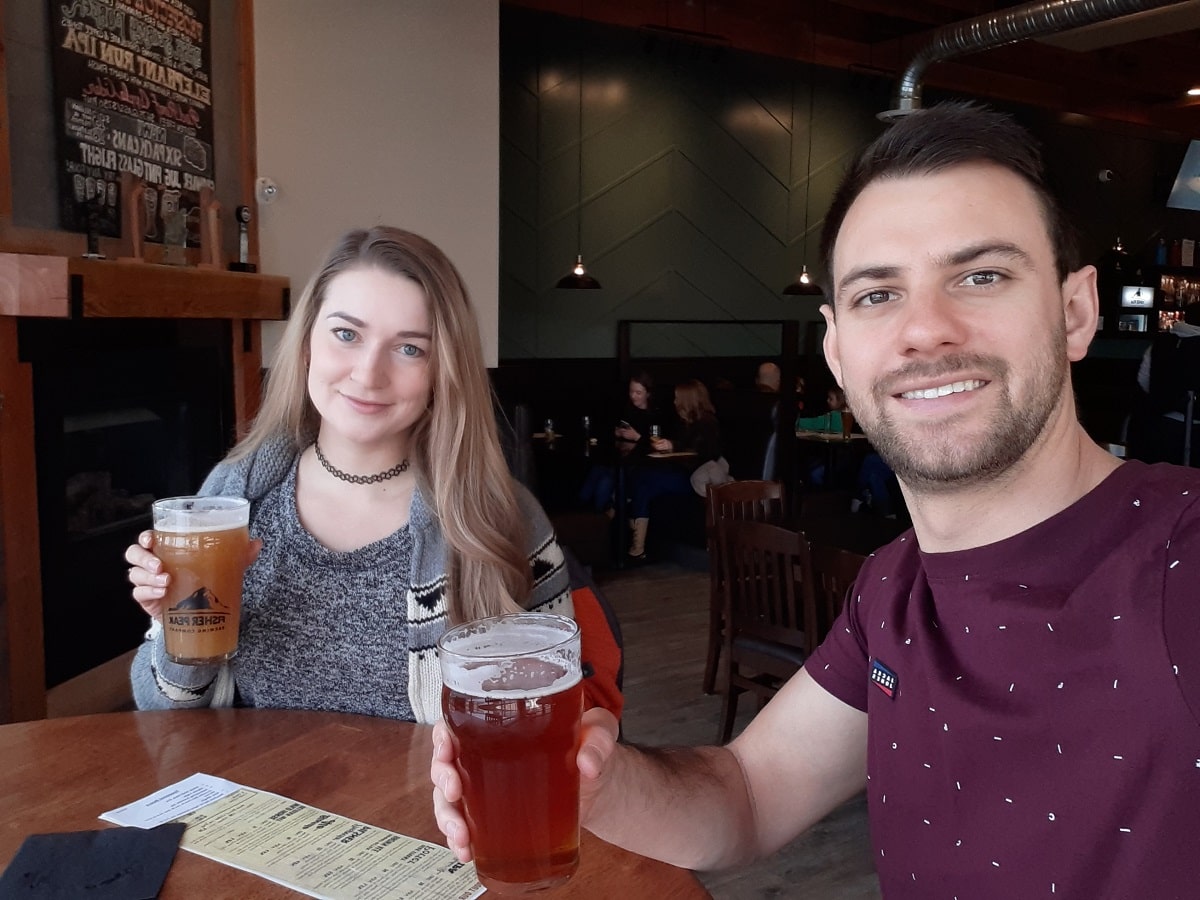 drinking beer at the Heid Out in Cranbrook BC