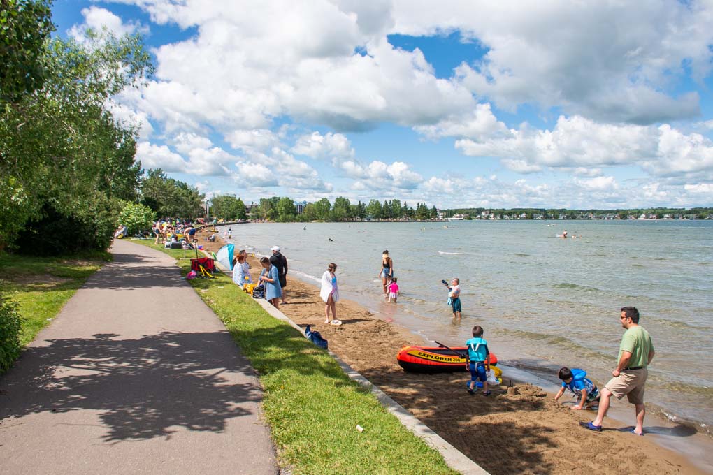 the beach area at Sylvan Lake, Alberta