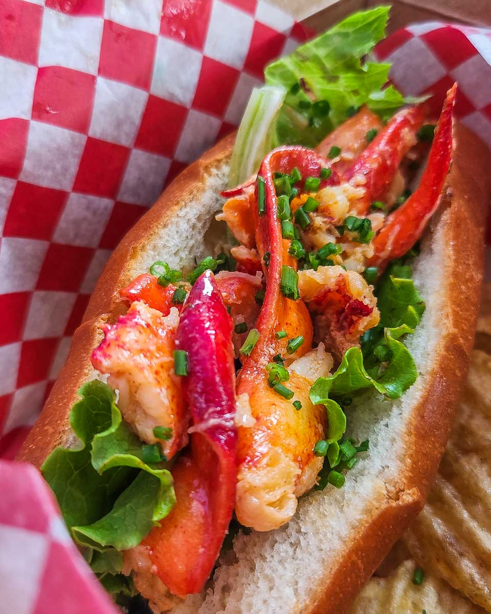 Close up of Lobster Roll from The Lobster Man, Granville Island