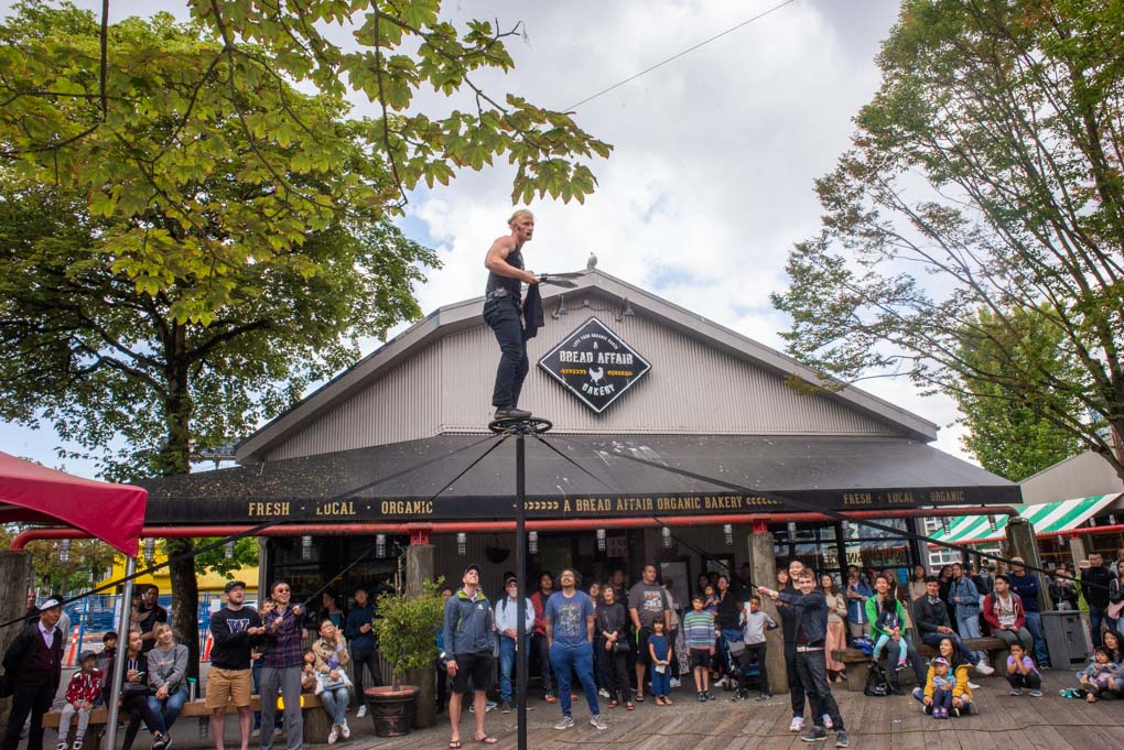 A street performer on Granville Island, Vancouver