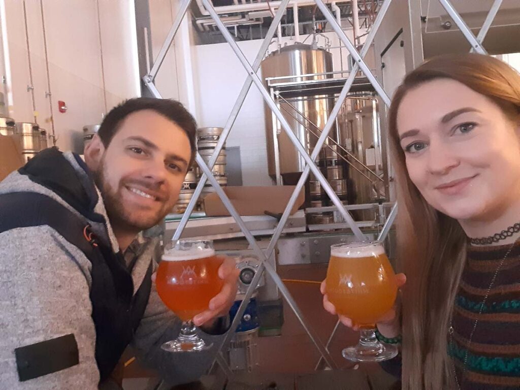 Enjoying a beer at Whitetooth Brewing Co.