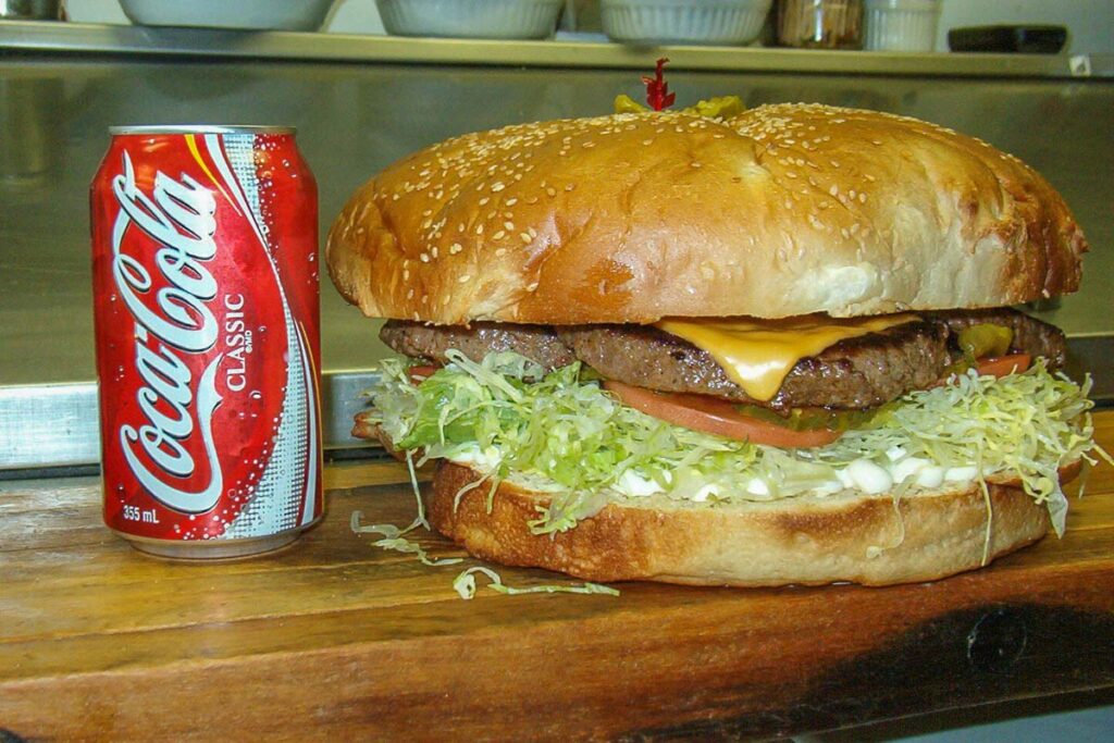 The large burger at Bernie and the Boys