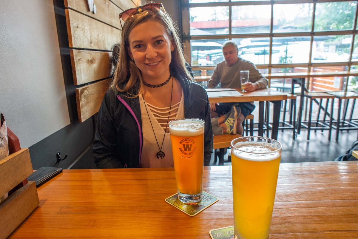 At Whistler Brewing drinking a beer
