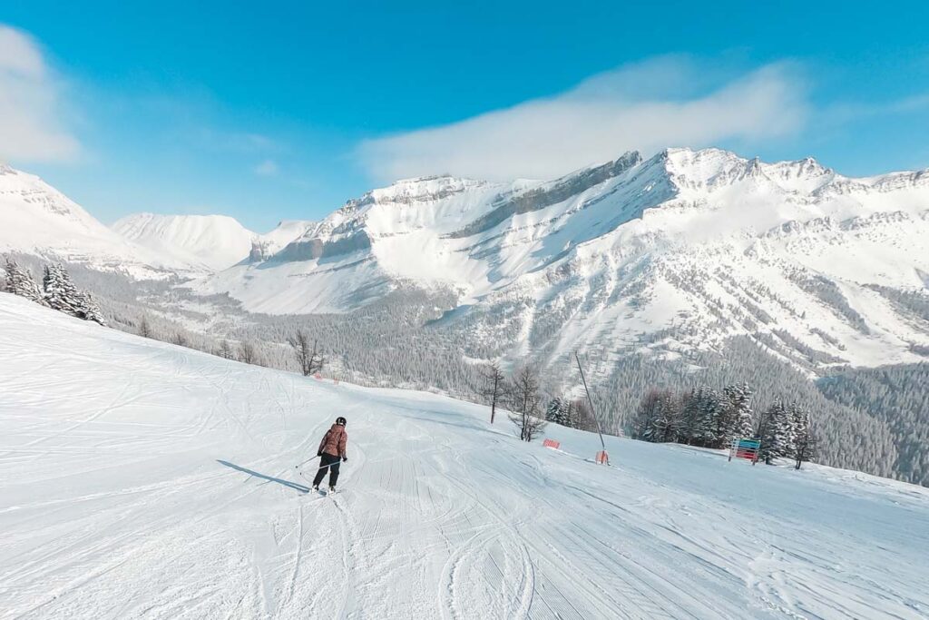 Skiing at Lake Louise Ski Resort, Alberta in winter