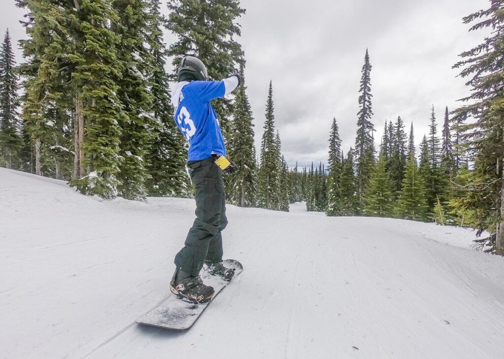 Snowboarding at Big White Ski Resort near Kelowna, BC