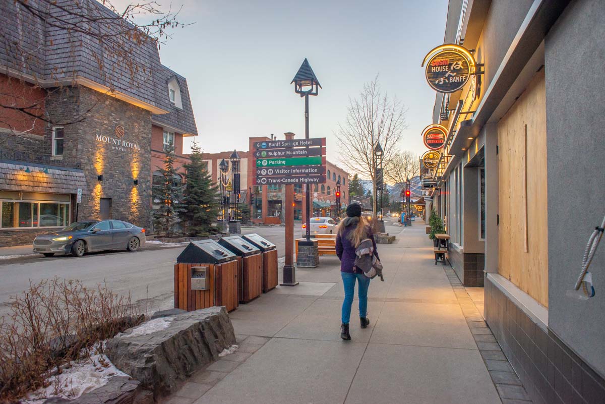 Walking around Banff in december