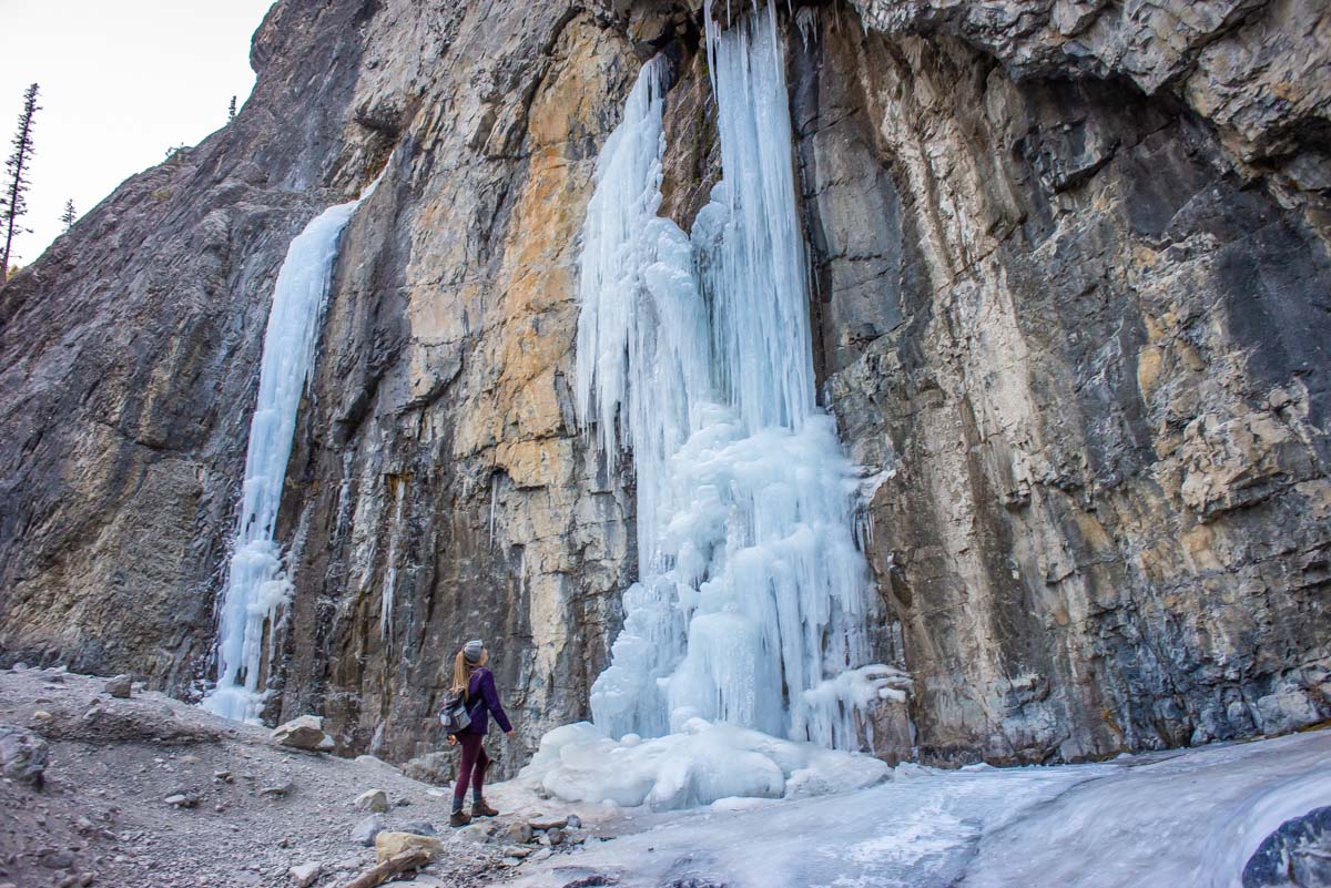 Frozen waterfall in Grotto Canyon