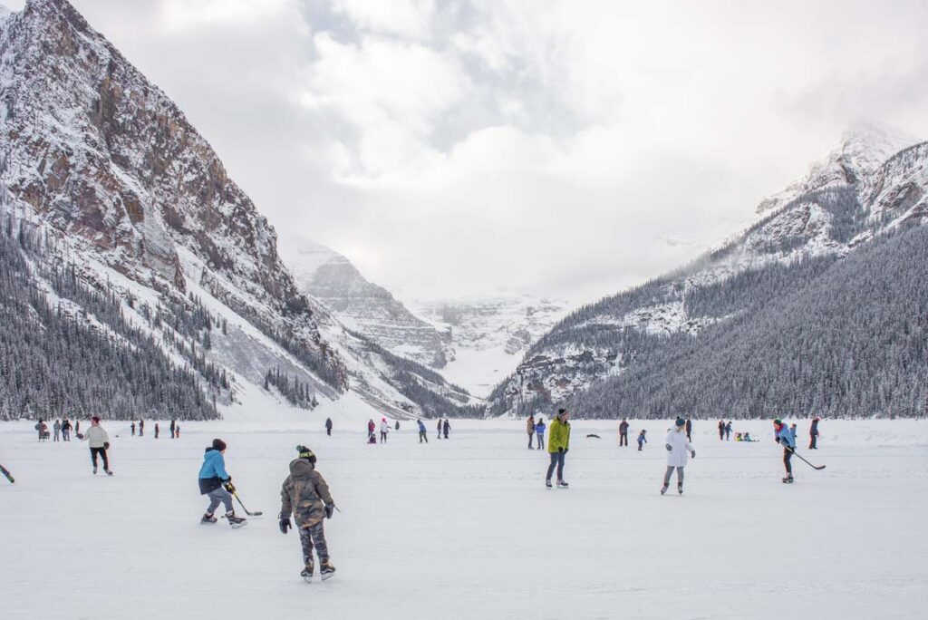 Ice skating at Lake Louise