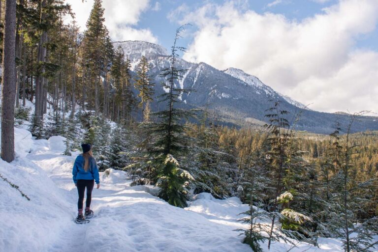 Snowshoeing at the Revelstoke Nordic Ski Club in winter