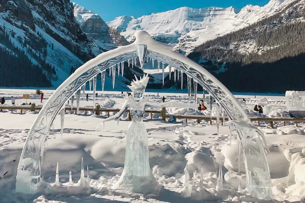 Ice sculpture at Lake Louise