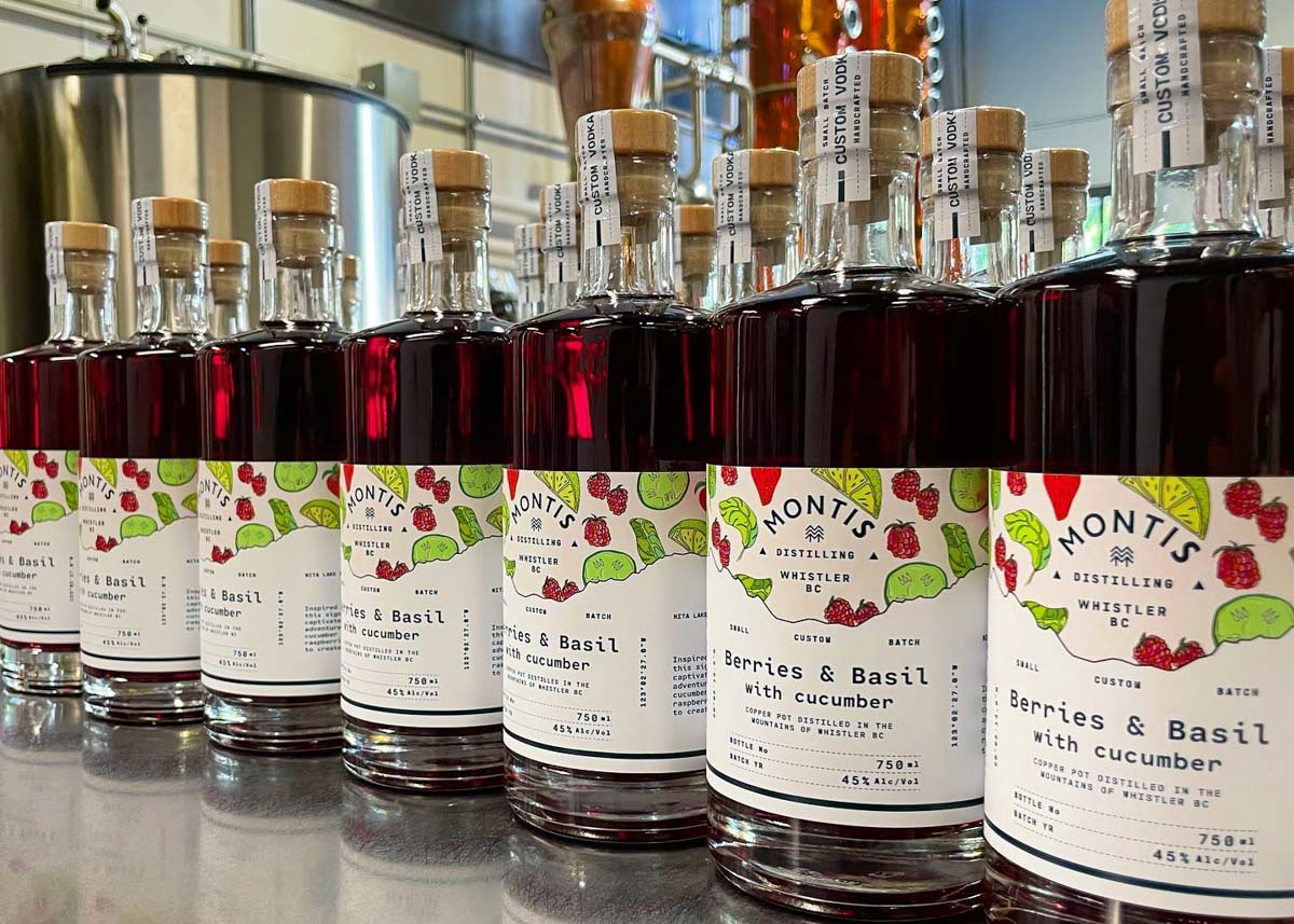 Selection of liquor at Montis Distilling