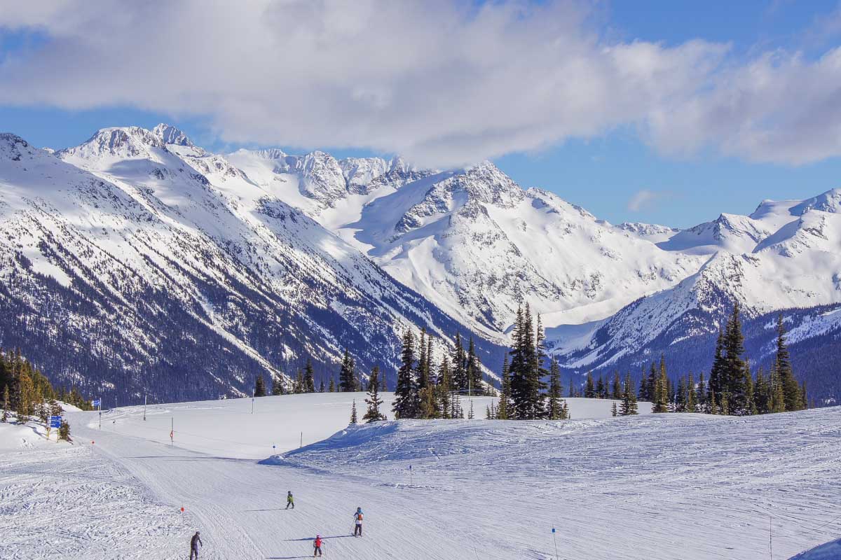 People ski at Whistler Blackcomb, Canada