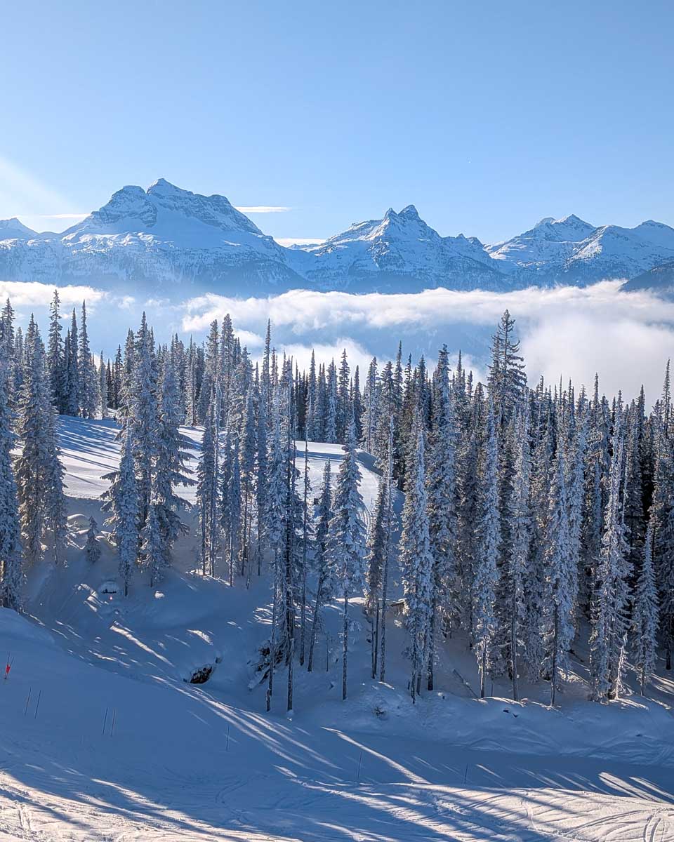 Revelstoke Mountain Resort views from the chairlift in Revelstoke Canada