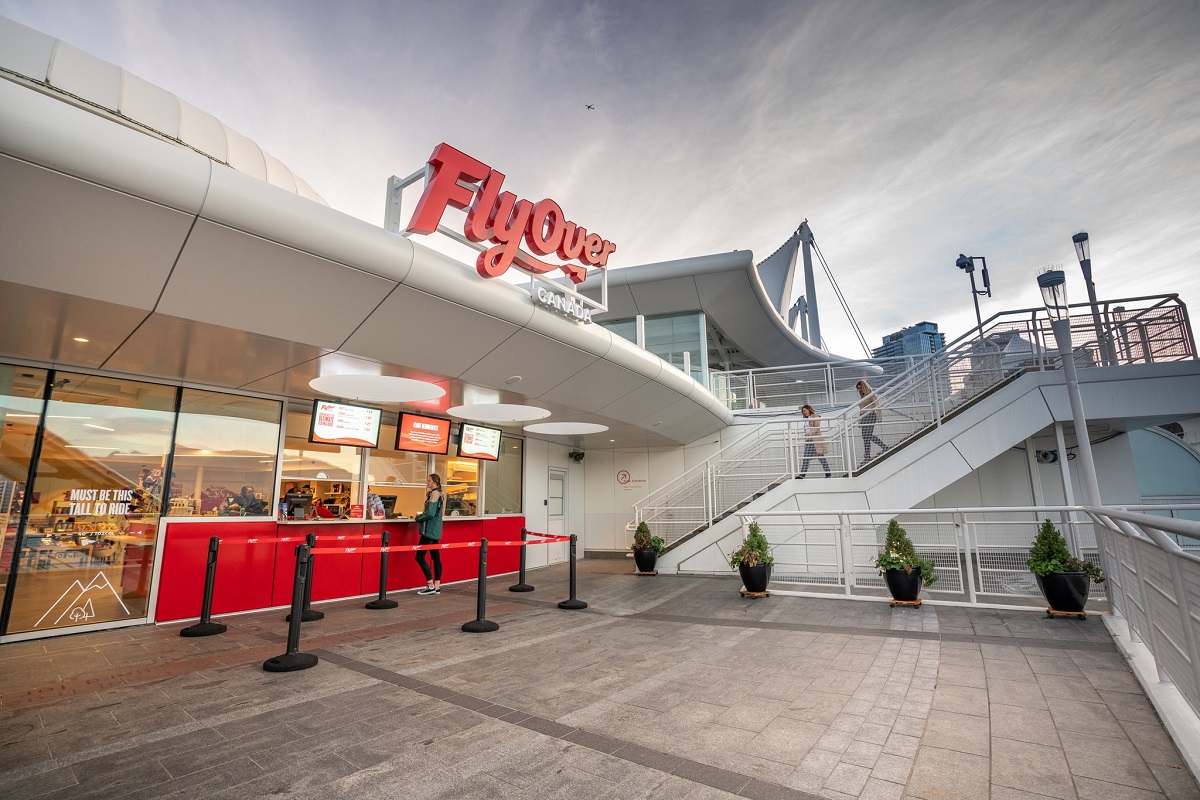 the outside of Flyover Canada in Vancouver