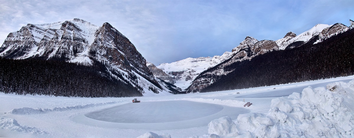lake louise skating rink getting cleared