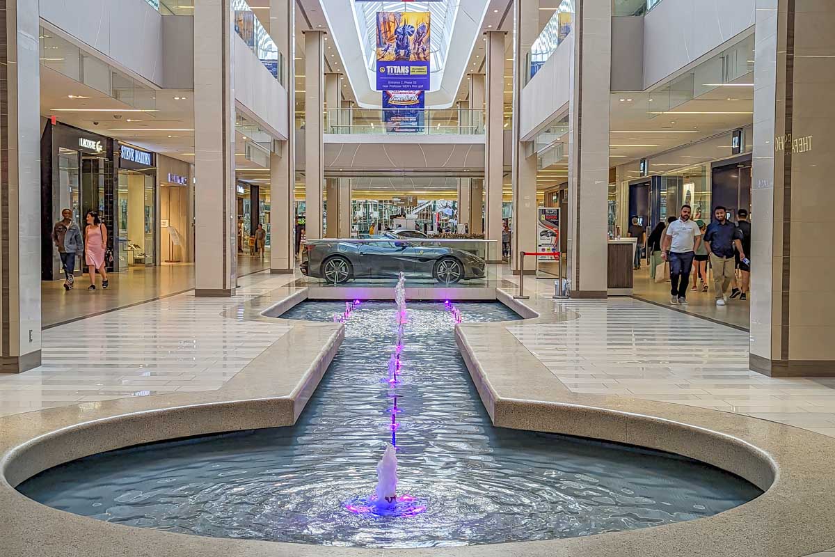 A sports car sits inside the West Edmonton Mall, Alberta