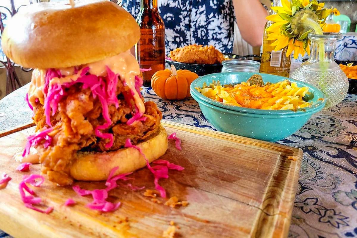 Fried chicken sandwich at Whiskey Kitchen, Puerto Vallarta