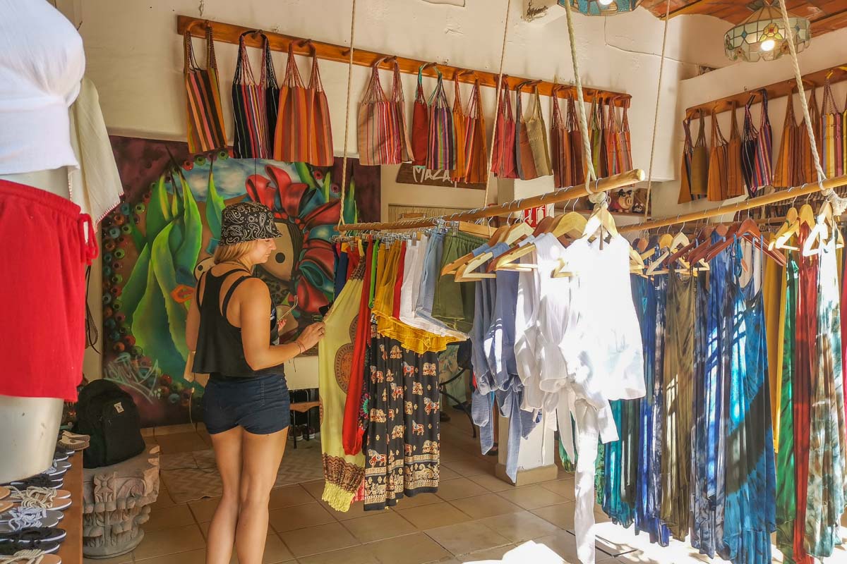 A lady shops at a boutique store in San Pancho