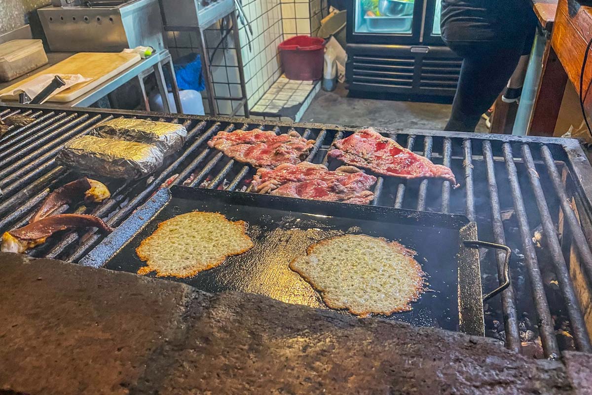 Cheese cooking at El Itacate, Sayulita