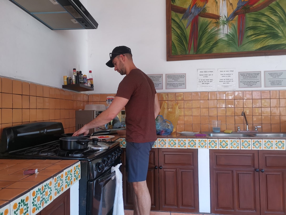 Man cooking in a kitchen in Mexico