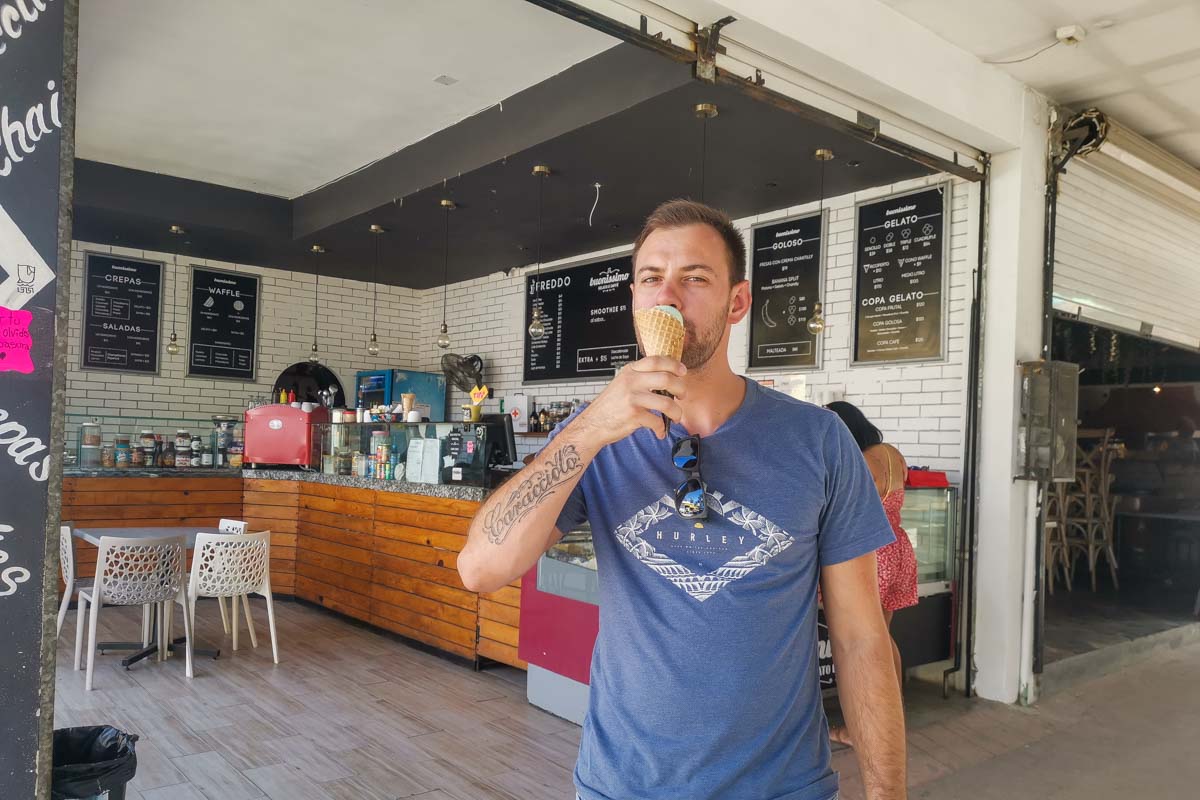 Eating ice-cream in Sayulita