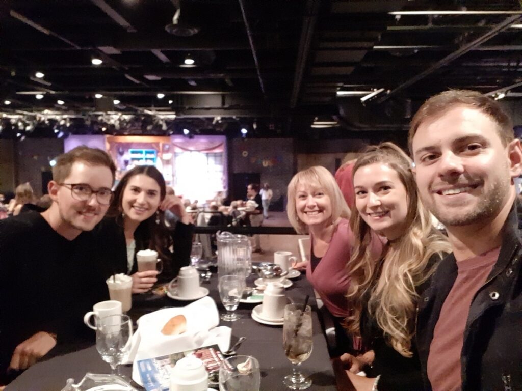 group of people at the Jubilations Dinner Theatre in West Edmonton Mall