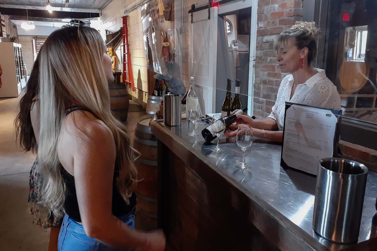 Enjoying a wine tasting at the View Winery